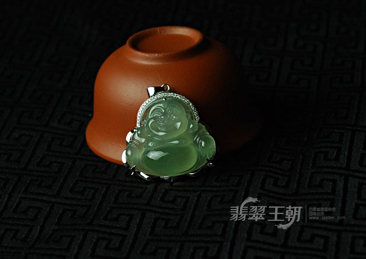 冰种晴水包白金缅甸翡翠玉佛挂件