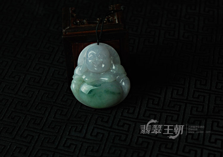 糯冰种紫罗兰飘花缅甸翡翠玉佛挂件