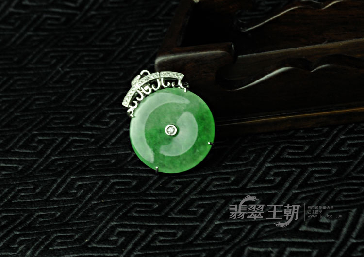 冰种翠色包金缅甸翡翠平安扣挂件
