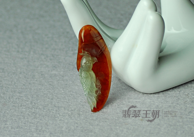 糯冰种红翡缅甸翡翠英明神武挂件