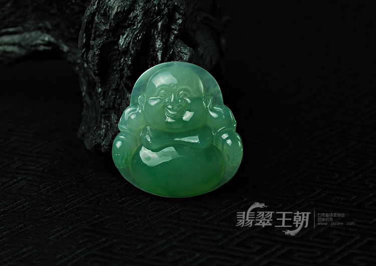 冰种蓝晴水飘花缅甸翡翠玉佛挂件
