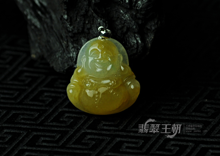 糯冰种黄翡缅甸翡翠玉佛挂件