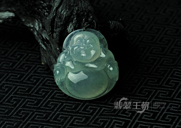冰玻种晴水飘花缅甸翡翠玉佛挂件