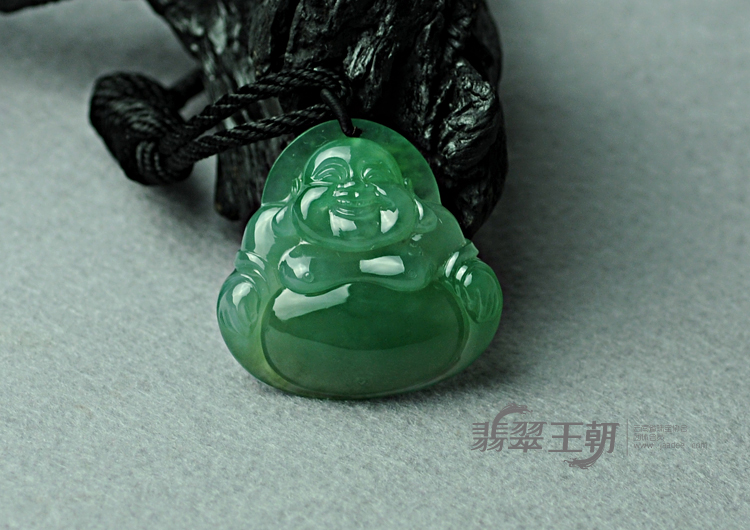冰玻种绿晴水缅甸翡翠玉佛挂件