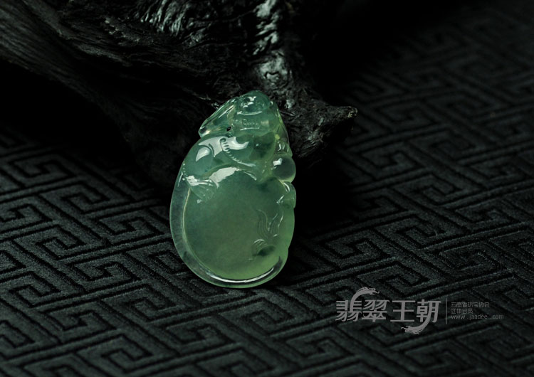 冰种飘花缅甸翡翠福禄寿挂件