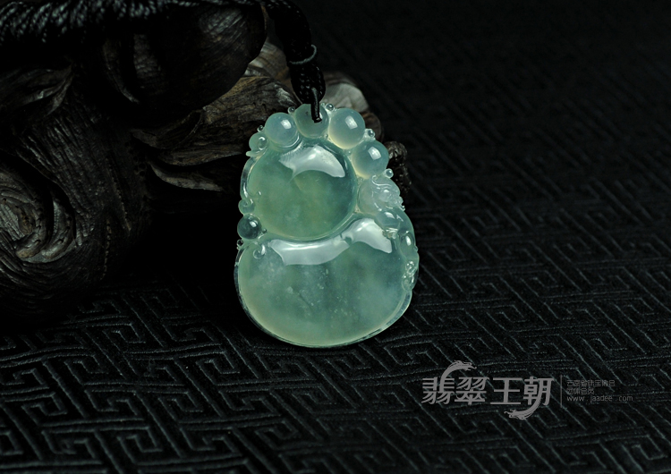 冰玻种晴水缅甸翡翠福禄寿挂件