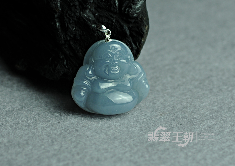 糯冰种紫罗兰缅甸翡翠玉佛挂件