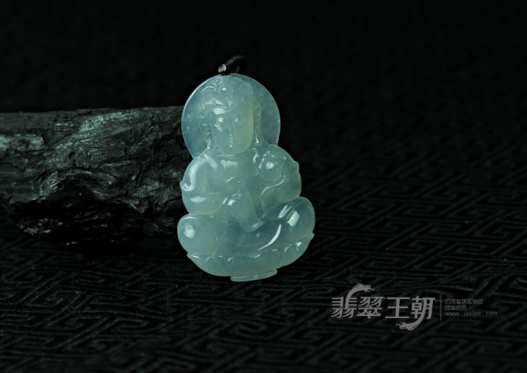 冰种紫罗兰缅甸翡翠观音挂件