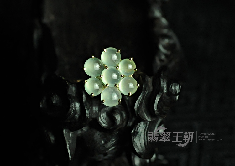玻璃种缅甸翡翠镶玫瑰金“浪漫金秋”戒指