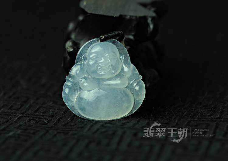 冰种淡紫罗兰缅甸翡翠玉佛挂件