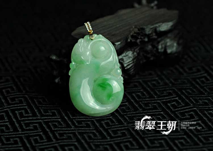 糯冰种飘翠缅甸翡翠福禄寿挂件