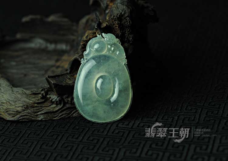 冰种晴水缅甸翡翠福在眼前挂件