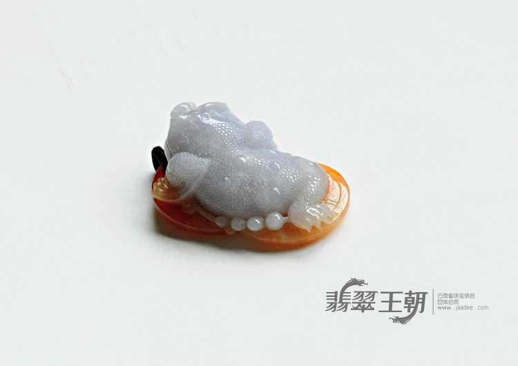 细糯种红黄翡缅甸翡翠金蟾挂件