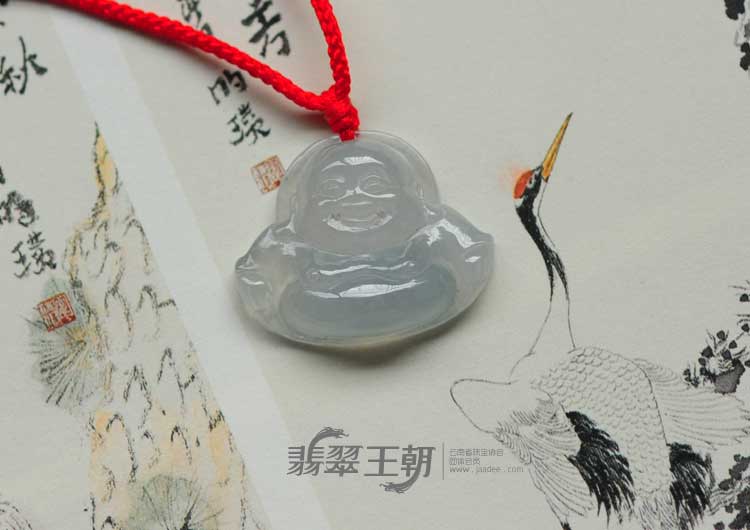 冰种缅甸翡翠笑佛挂件