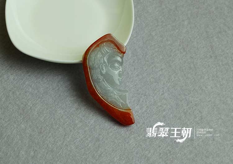 糯冰种红翡缅甸翡翠美人如玉挂件