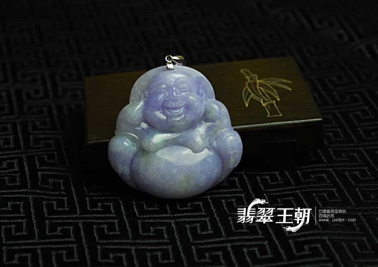 糯冰种紫罗兰缅甸翡翠玉佛挂件