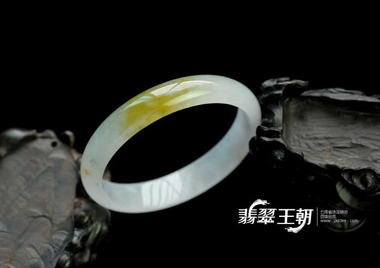 冰种紫罗兰带黄翡缅甸翡翠手镯（57.9mm）