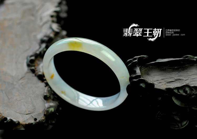 冰种紫罗兰带黄翡缅甸翡翠手镯（57.9mm）