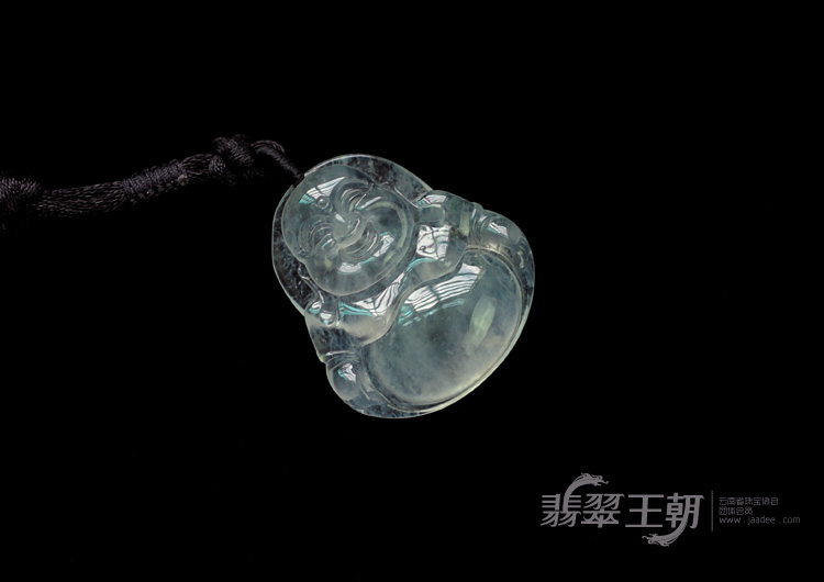 玻璃种莹光飘花缅甸翡翠玉佛挂件