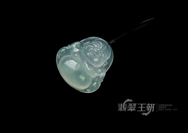 冰玻种莹光淡晴水缅甸翡翠玉佛挂件
