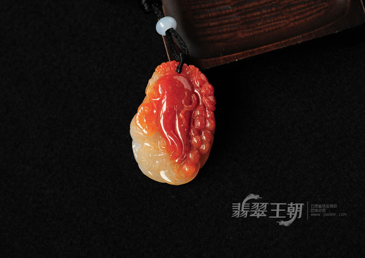 糯冰种红翡缅甸翡翠人生如意挂件