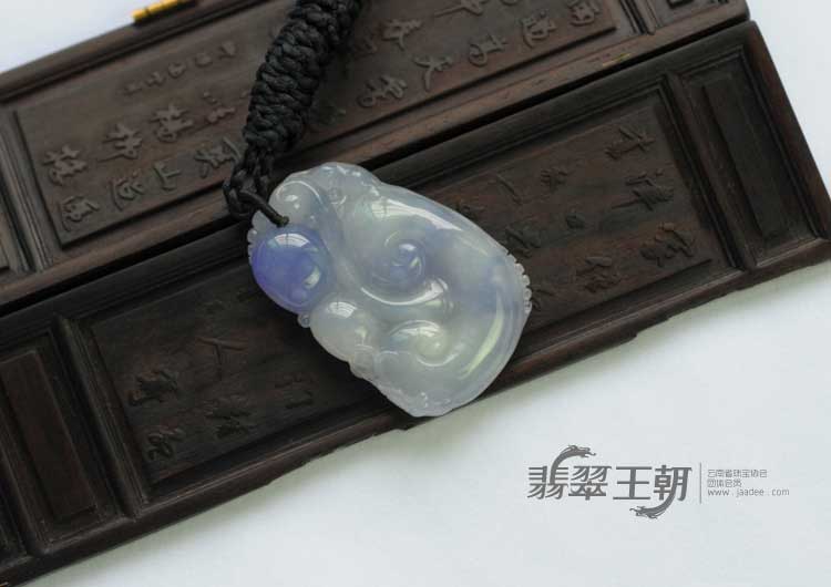 糯冰种紫罗兰缅甸翡翠如意寿挂件