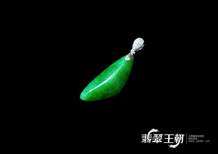 糯冰种瓜青绿满绿缅甸翡翠水滴胸坠