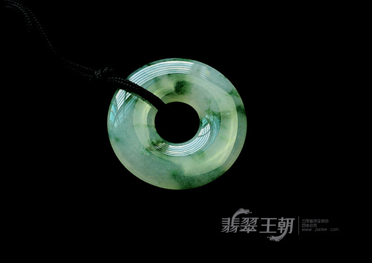 冰种飘花缅甸翡翠平安扣挂件
