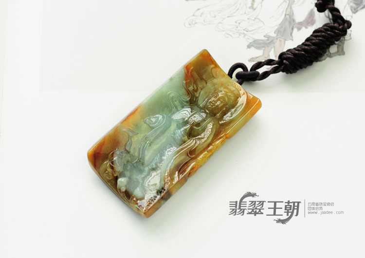 糯冰种黄翡缅甸翡翠观音挂件