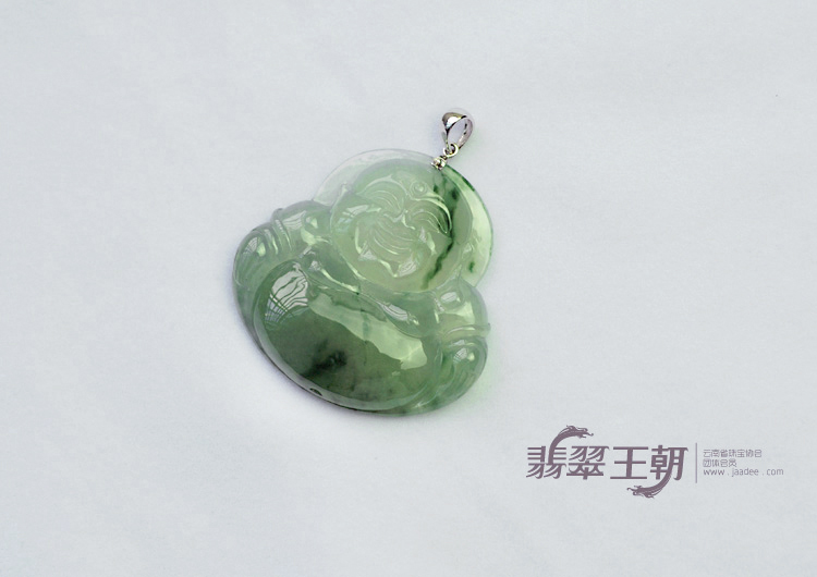 冰种飘花缅甸翡翠玉佛挂件