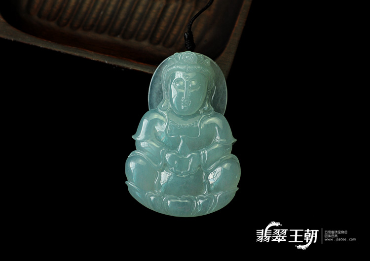 冰种晴水缅甸翡翠观音挂件
