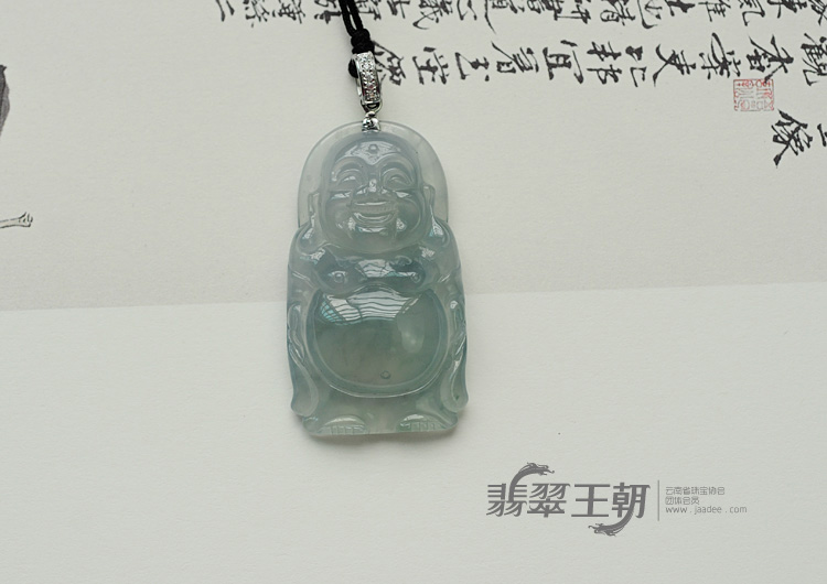 冰玻种晴水缅甸翡翠站佛挂件