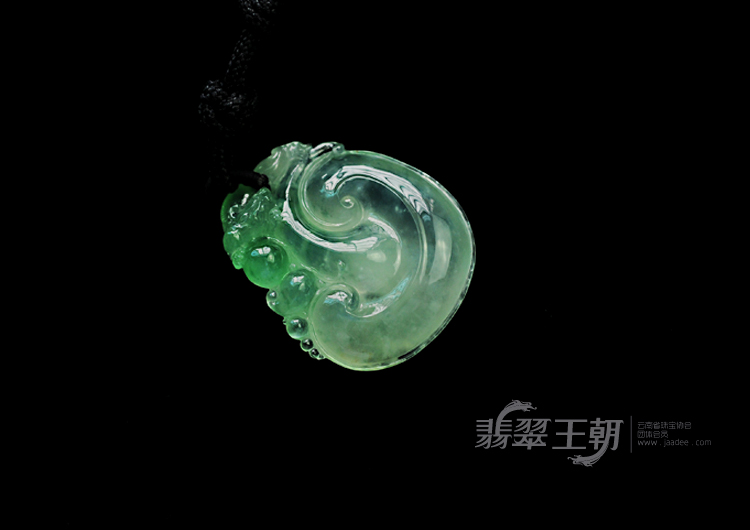 冰种晴水飘翠缅甸翡翠如意寿挂件