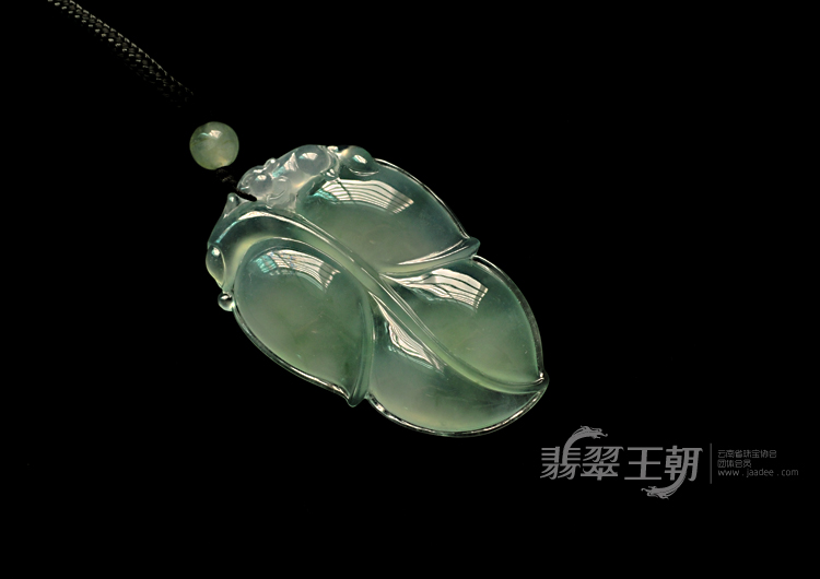 冰种晴水飘花缅甸翡翠叶子挂件