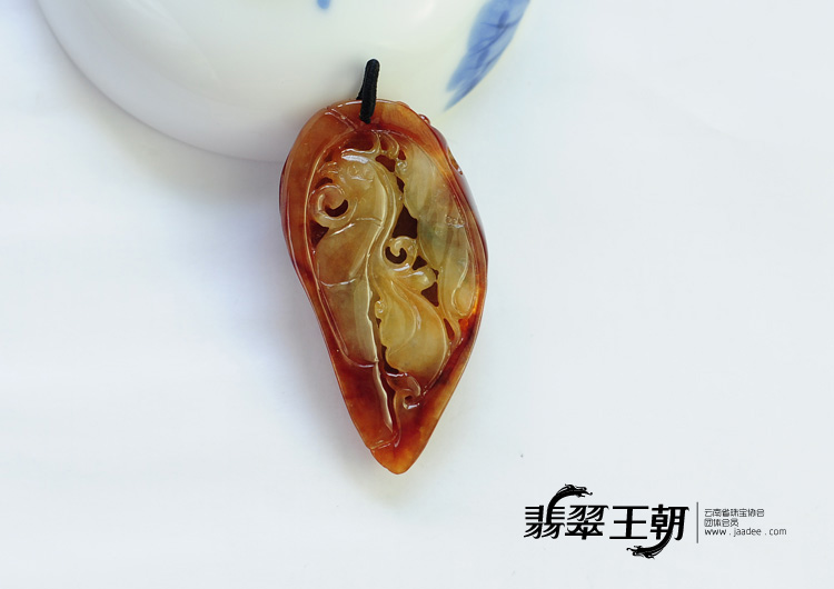 糯冰种红翡缅甸翡翠凤业有成挂件