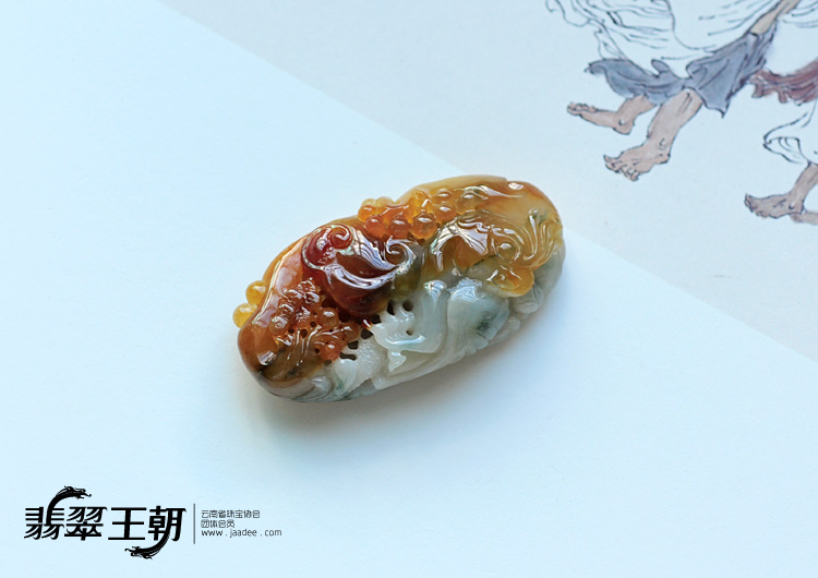 糯冰种晴水黄翡缅甸翡翠英明神武挂件