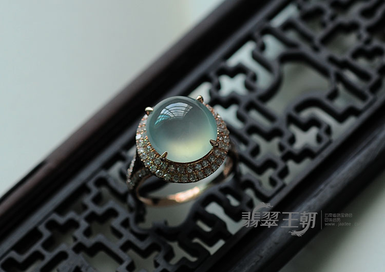 冰种晴水缅甸翡翠戒指
