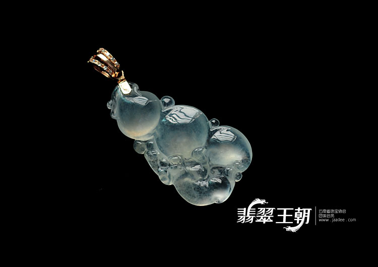 冰玻种缅甸翡翠福禄寿挂件