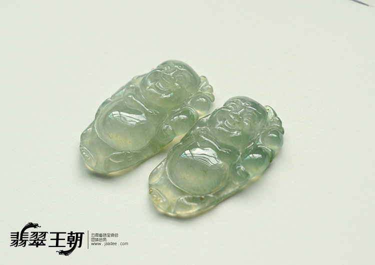 冰玻种晴水缅甸翡翠逍遥佛挂件（单价）