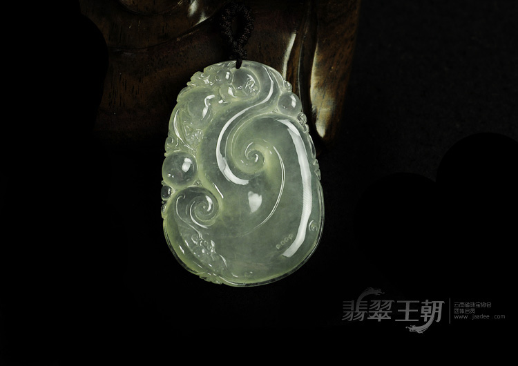 冰种晴水缅甸翡翠福寿如意挂件
