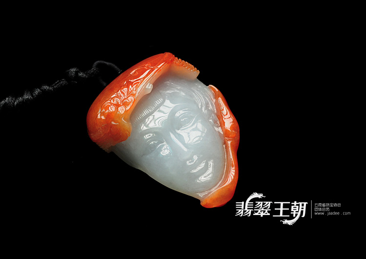 糯冰种晴水红翡缅甸翡翠美人头挂件