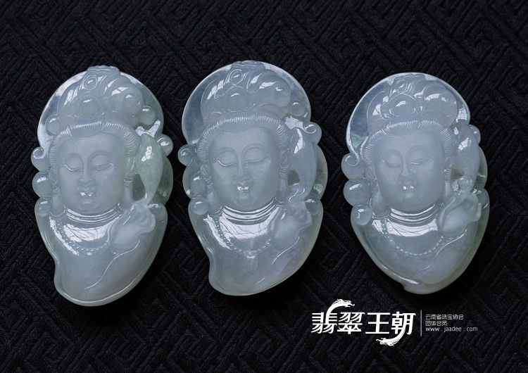 糯冰种晴水缅甸翡翠观音头挂件（单价）