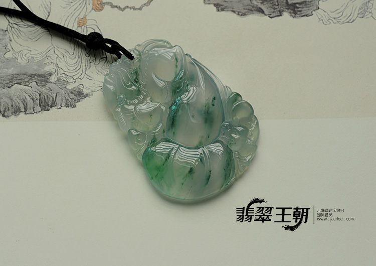 冰种飘花缅甸翡翠福禄寿挂件