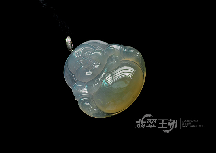 冰种黄翡缅甸翡翠玉佛挂件