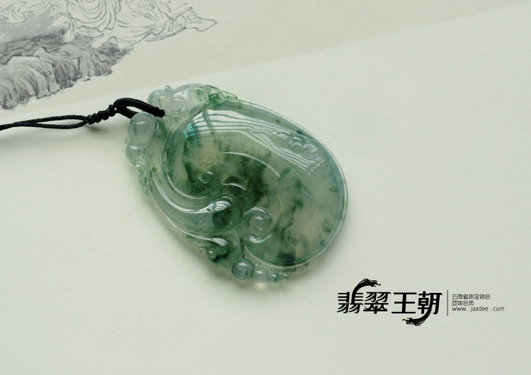 冰种飘花缅甸翡翠如意挂件