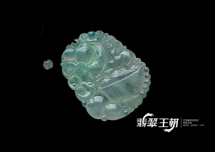冰种淡晴水飘翠缅甸翡翠五福如意挂件