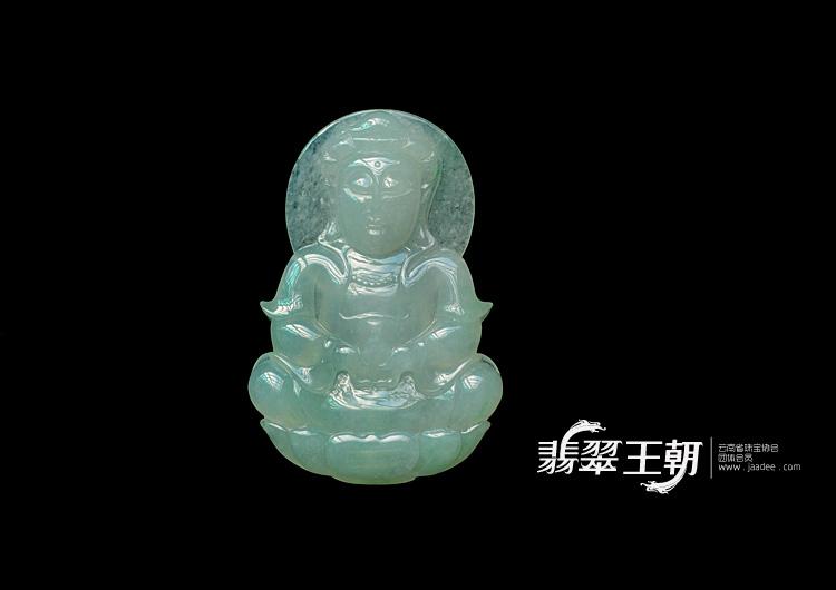 糯冰种晴水缅甸翡翠观音挂件