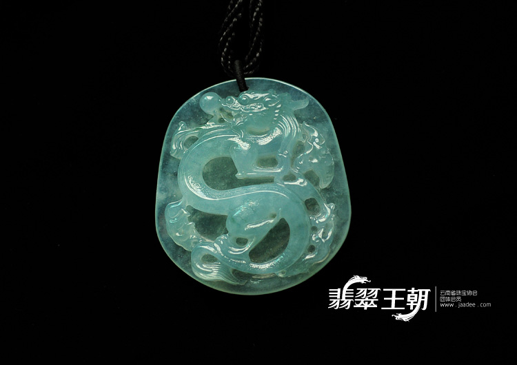 冰种晴水飘花缅甸翡翠龙牌挂件