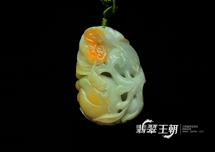 糯冰种晴水黄翡缅甸翡翠福寿如意手玩件