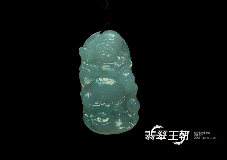 冰种晴水缅甸翡翠逍遥佛挂件
